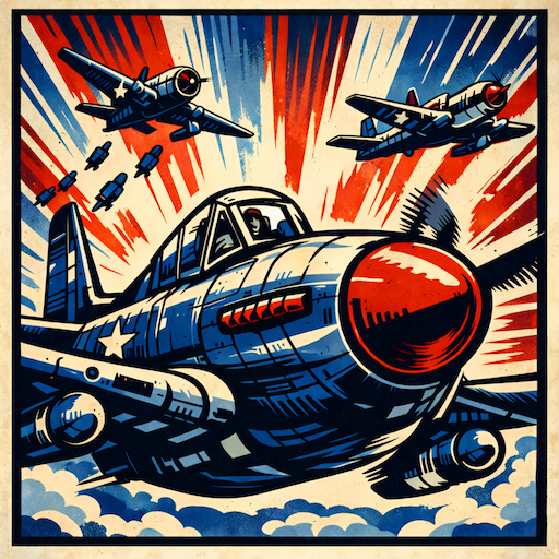 Vintage fighter jet illustration in comic style